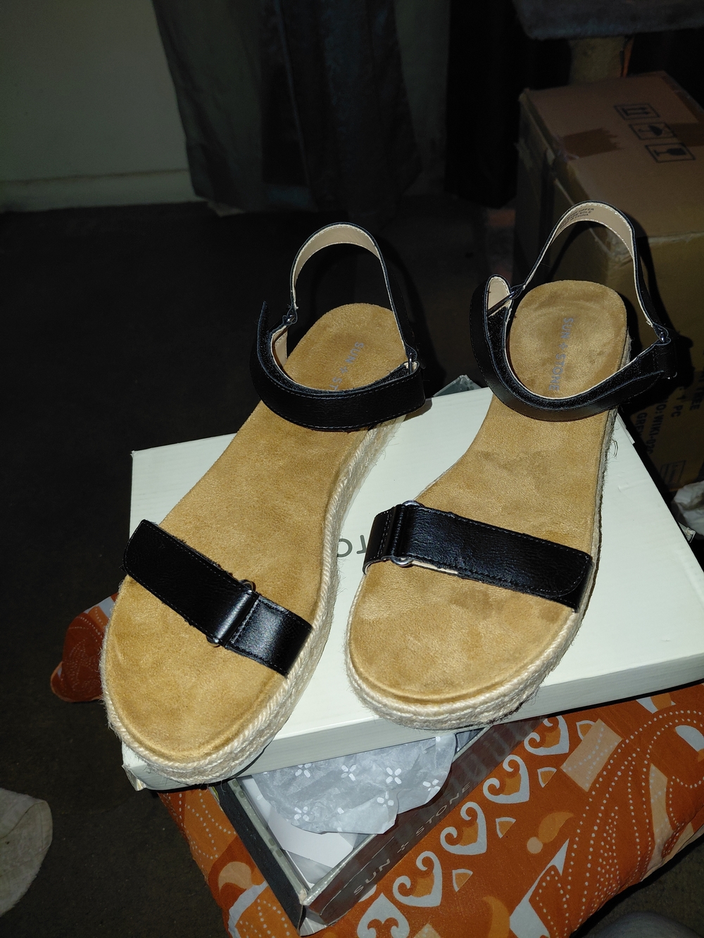 Sun + Stone Black Ankle-Strap Espadrille Sandals